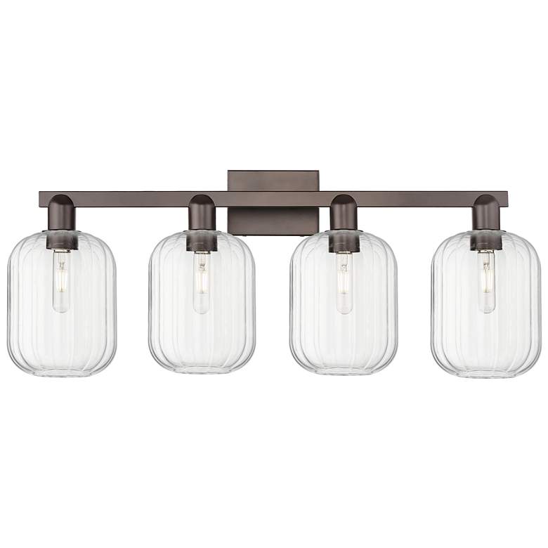 Image 1 Preston 36"W 4 Light Oil Rubbed Bronze Bath Light w/ Jar Clear Shade