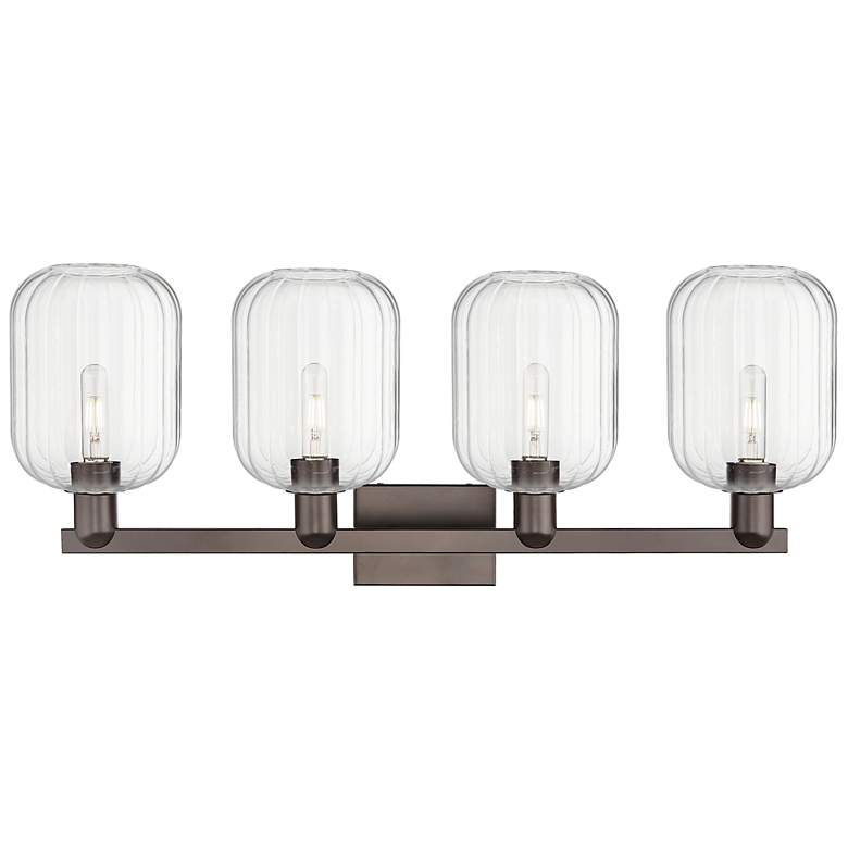 Image 2 Preston 36"W 4 Light Oil Rubbed Bronze Bath Light w/ Jar Clear Shade more views