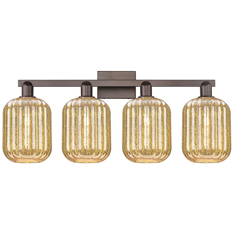 Image 1 Preston 36"W 4 Light Oil Rubbed Bronze Bath Light w/ Mercury Jar Shade