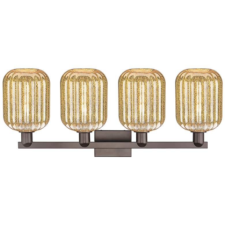Image 2 Preston 36"W 4 Light Oil Rubbed Bronze Bath Light w/ Mercury Jar Shade more views