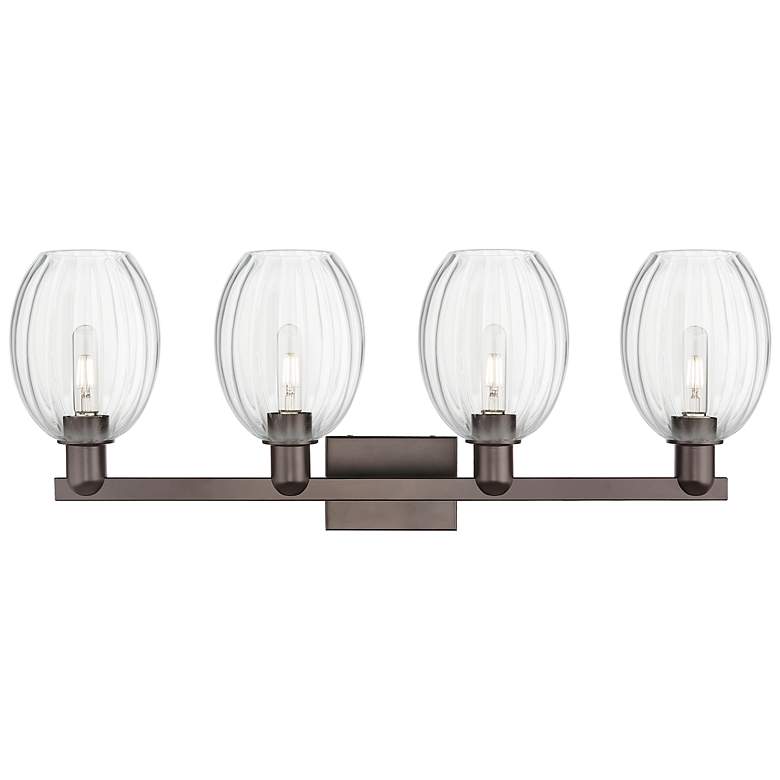Image 2 Preston 36"W 4 Light Oil Rubbed Bronze Bath Light With Bell Clear Shade more views