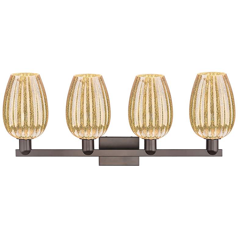 Image 2 Preston 36"W 4 Light Oiled Bronze Bath Light w/ Flute Mercury Shade more views