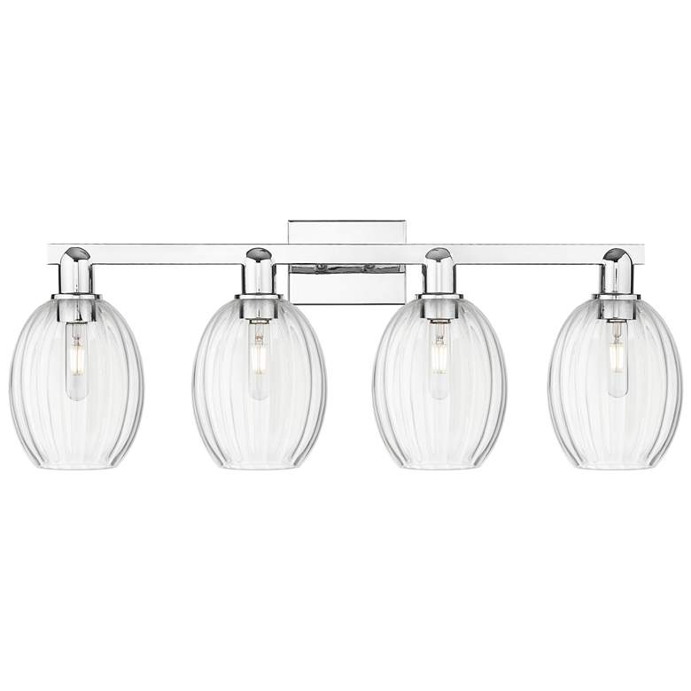 Image 1 Preston 36"W 4 Light Polished Chrome Bath Light With Bell Clear Shade