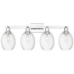 Preston 36"W 4 Light Polished Chrome Bath Light With Bell Clear Shade