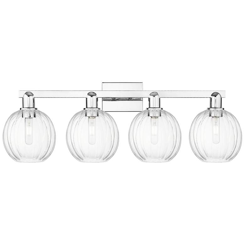 Image 1 Preston 36"W 4 Light Polished Chrome Bath Light With Clear Globe Shade