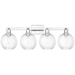 Preston 36"W 4 Light Polished Chrome Bath Light With Clear Globe Shade