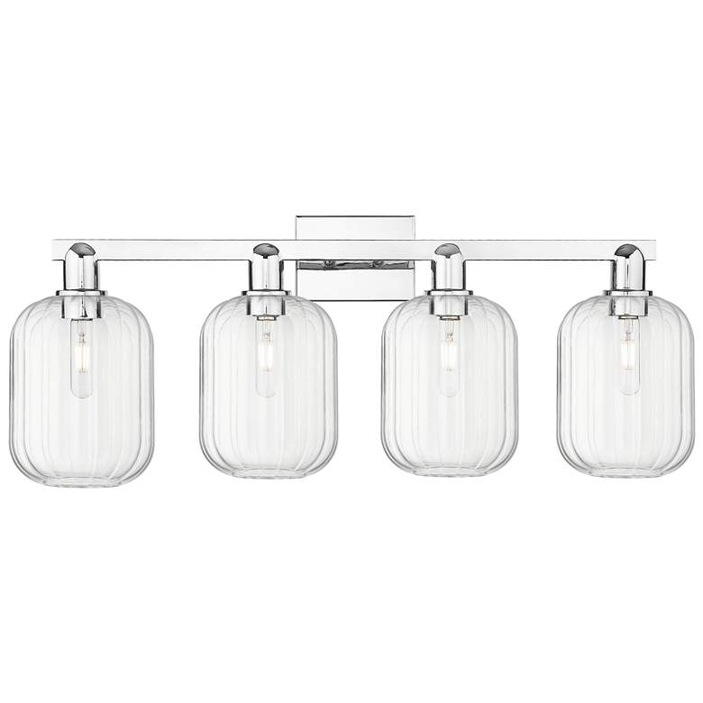 Image 1 Preston 36"W 4 Light Polished Chrome Bath Light With Clear Jar Shade