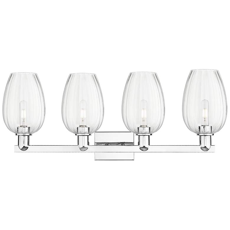 Image 2 Preston 36"W 4 Light Polished Chrome Bath Light With Flute Clear Shade more views