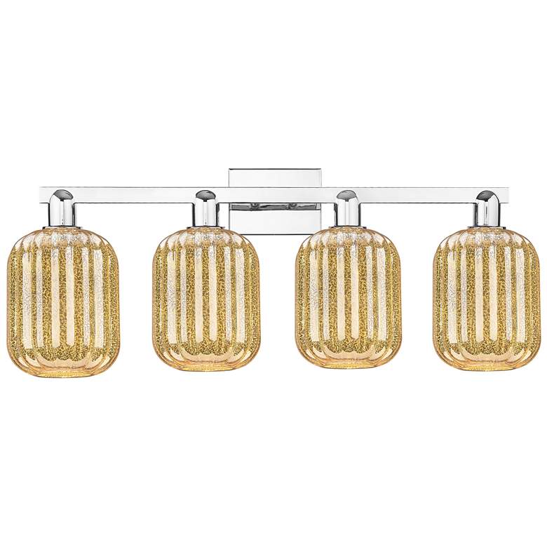 Image 1 Preston 36"W 4 Light Polished Chrome Bath Light With Mercury Jar Shade