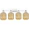 Preston 36"W 4 Light Polished Chrome Bath Light With Mercury Jar Shade