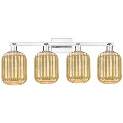 Preston 36"W 4 Light Polished Chrome Bath Light With Mercury Jar Shade