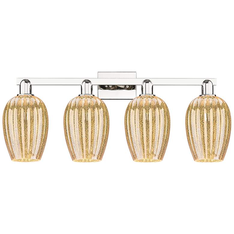 Image 1 Preston 36"W 4 Light Polished Nickel Bath Light w/ Mercury Flute Shade
