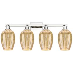 Preston 36"W 4 Light Polished Nickel Bath Light w/ Mercury Flute Shade