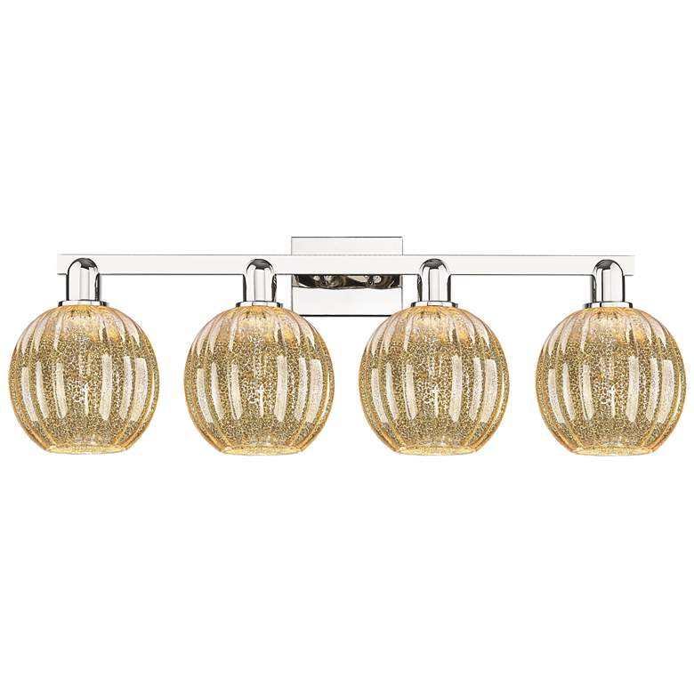 Image 1 Preston 36"W 4 Light Polished Nickel Bath Light w/ Mercury Globe Shade