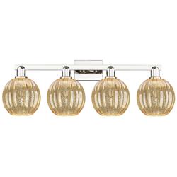Preston 36"W 4 Light Polished Nickel Bath Light w/ Mercury Globe Shade