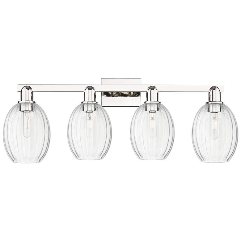 Image 1 Preston 36"W 4 Light Polished Nickel Bath Light With Bell Clear Shade