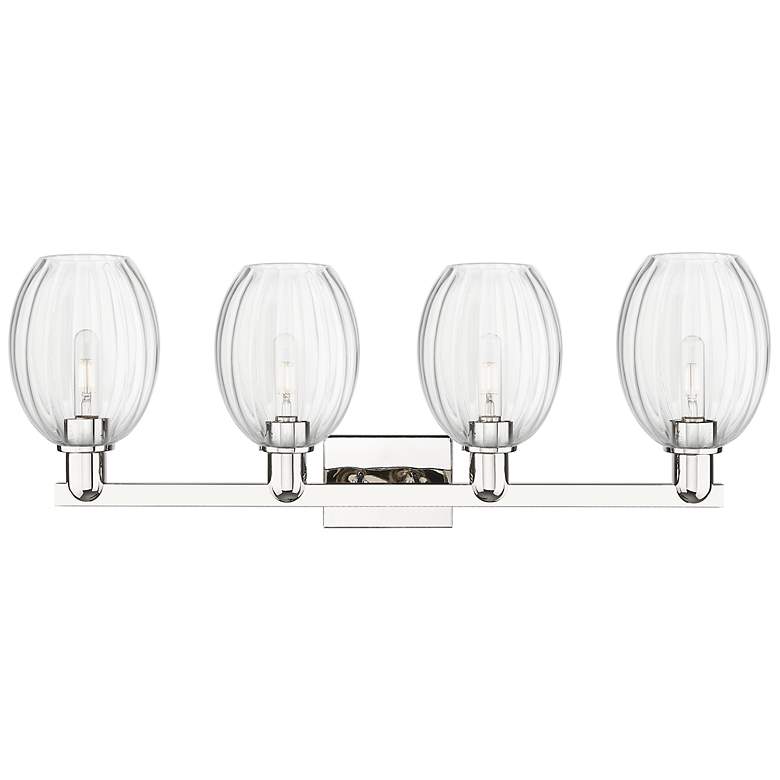 Image 2 Preston 36"W 4 Light Polished Nickel Bath Light With Bell Clear Shade more views