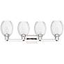 Preston 36"W 4 Light Polished Nickel Bath Light With Bell Clear Shade
