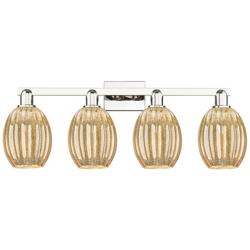 Preston 36"W 4 Light Polished Nickel Bath Light With Bell Mercury Shade