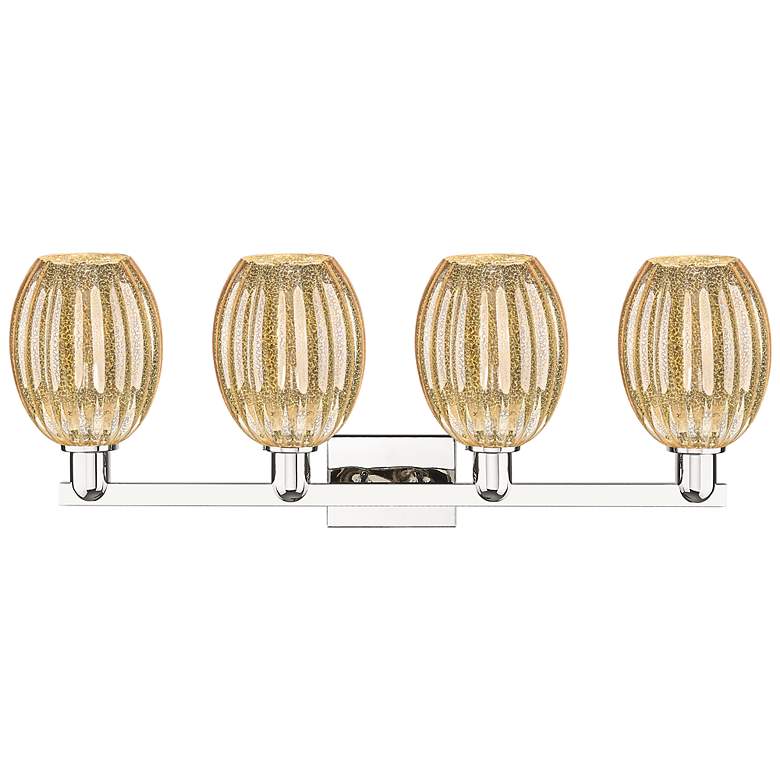 Image 2 Preston 36"W 4 Light Polished Nickel Bath Light With Bell Mercury Shade more views