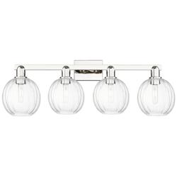 Preston 36"W 4 Light Polished Nickel Bath Light With Clear Globe Shade