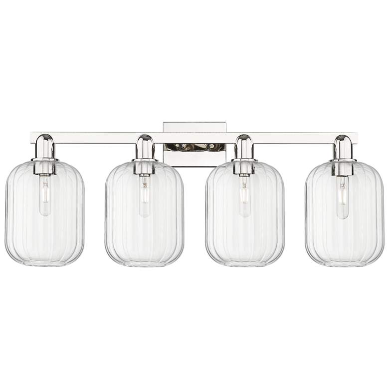 Image 1 Preston 36"W 4 Light Polished Nickel Bath Light With Clear Jar Shade