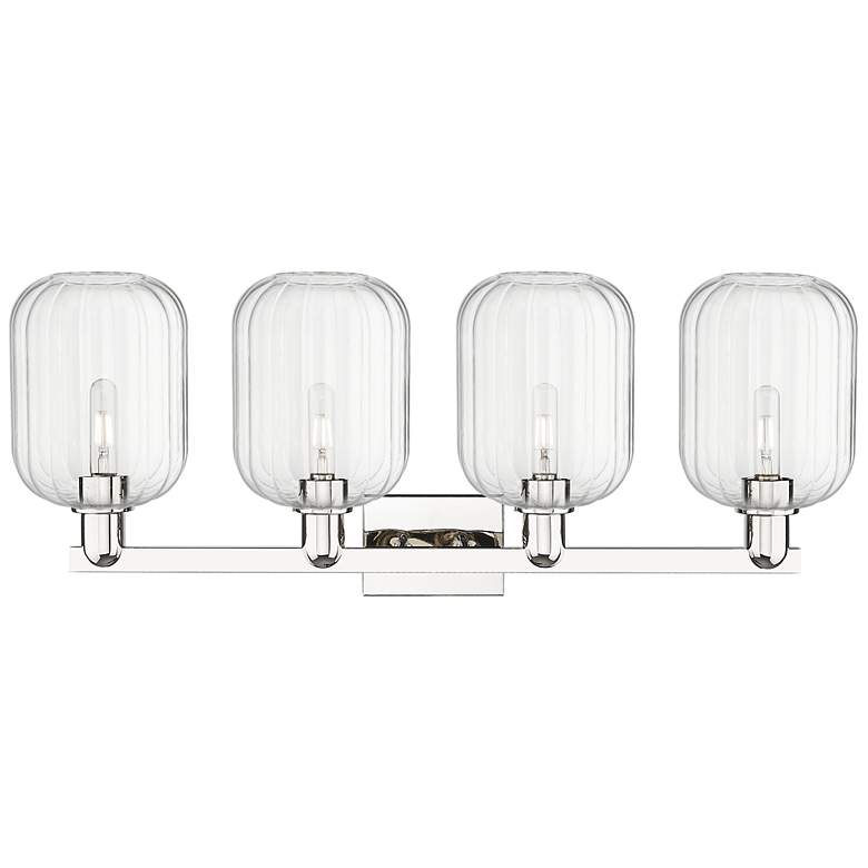 Image 2 Preston 36"W 4 Light Polished Nickel Bath Light With Clear Jar Shade more views