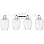 1_Preston 36"W 4 Light Polished Nickel Bath Light With Flute Clear Shade