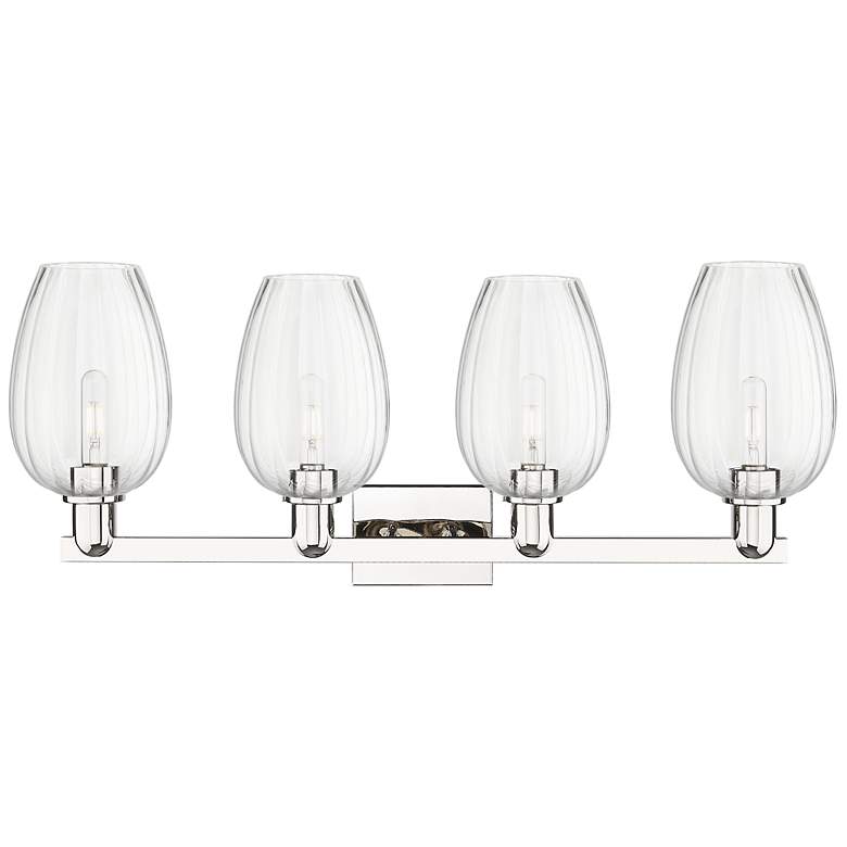 Image 2 Preston 36"W 4 Light Polished Nickel Bath Light With Flute Clear Shade more views