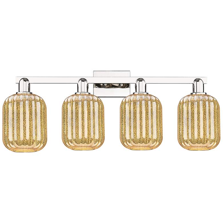 Image 1 Preston 36"W 4 Light Polished Nickel Bath Light With Mercury Jar Shade