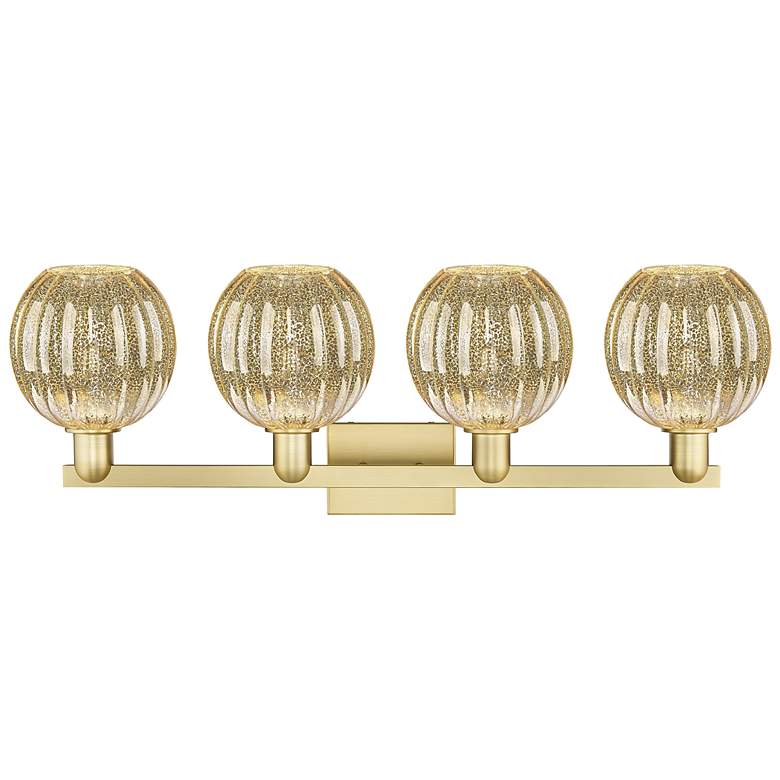 Image 2 Preston 36"W 4 Light Satin Gold Bath Light w/ Globe Mercury Shade more views