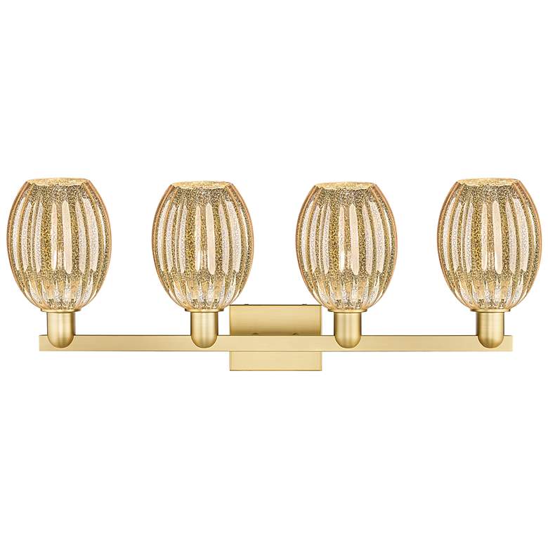 Image 2 Preston 36"W 4 Light Satin Gold Bath Light With Bell Mercury Shade more views