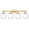 Preston 36"W 4 Light Satin Gold Bath Light With Clear Globe Shade