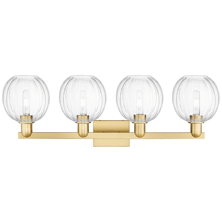Image 2 Preston 36"W 4 Light Satin Gold Bath Light With Clear Globe Shade more views