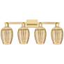 1_Preston 36"W 4 Light Satin Gold Bath Light With Mercury Flute Shade