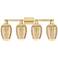 Preston 36"W 4 Light Satin Gold Bath Light With Mercury Flute Shade