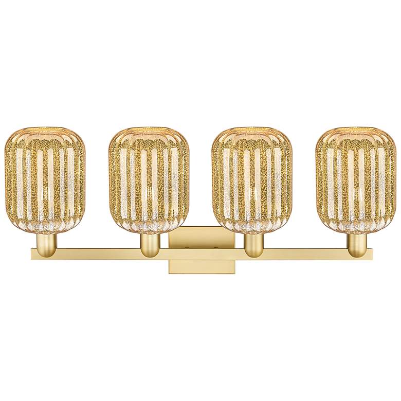 Image 2 Preston 36"W 4 Light Satin Gold Bath Light With Mercury Jar Shade more views