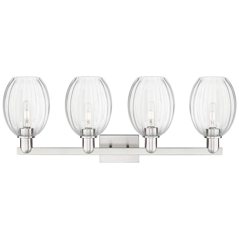 Image 2 Preston 36"W 4 Light Satin Nickel Bath Light w/ Bell Clear Shade more views