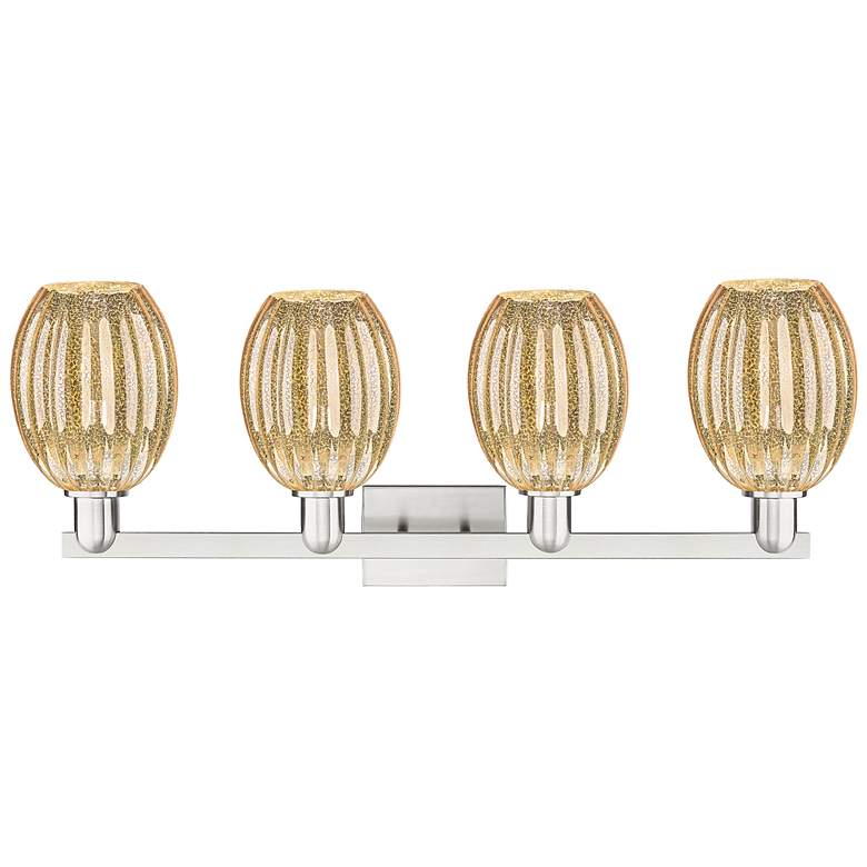 Image 2 Preston 36"W 4 Light Satin Nickel Bath Light w/ Bell Mercury Shade more views