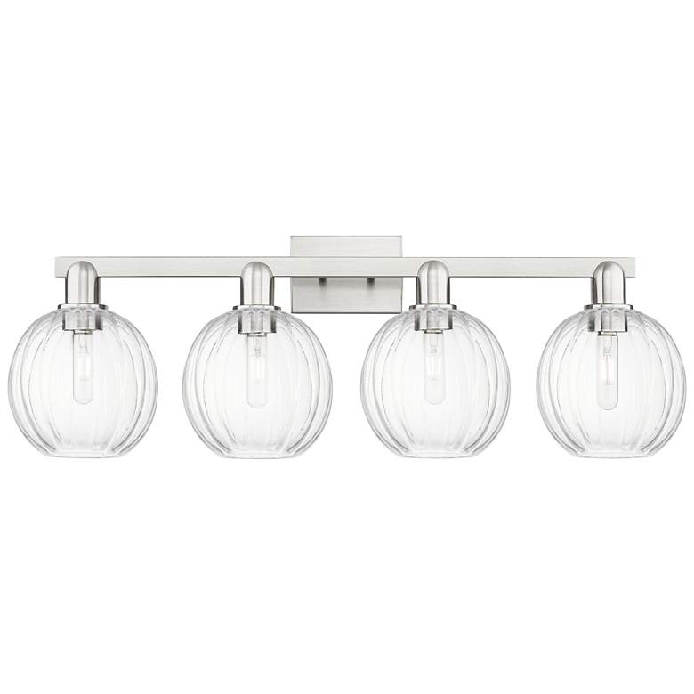 Image 1 Preston 36"W 4 Light Satin Nickel Bath Light w/ Clear Globe Shade