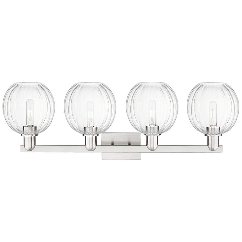Image 2 Preston 36"W 4 Light Satin Nickel Bath Light w/ Clear Globe Shade more views