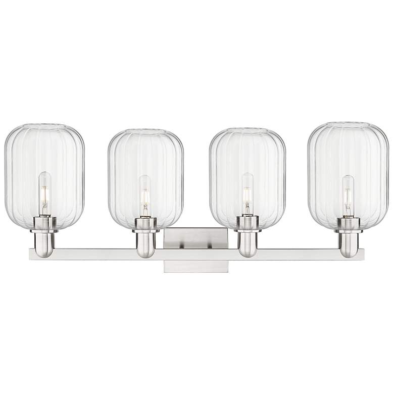 Image 2 Preston 36"W 4 Light Satin Nickel Bath Light w/ Clear Jar Shade more views