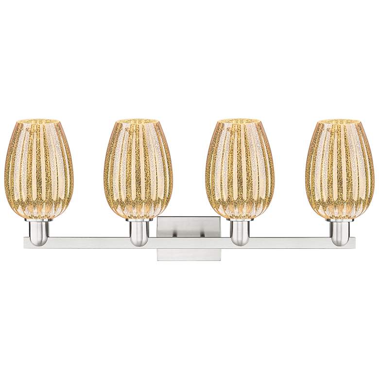 Image 2 Preston 36"W 4 Light Satin Nickel Bath Light w/ Mercury Flute Shade more views