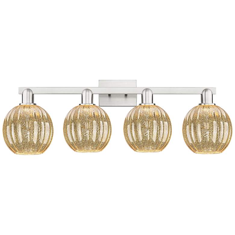 Image 1 Preston 36"W 4 Light Satin Nickel Bath Light w/ Mercury Globe Shade
