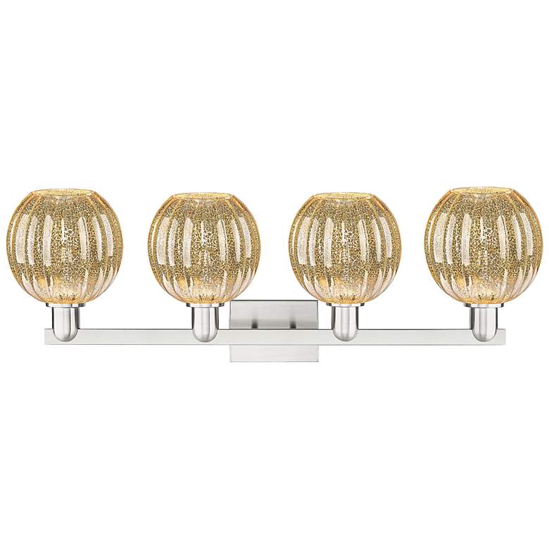 Image 2 Preston 36"W 4 Light Satin Nickel Bath Light w/ Mercury Globe Shade more views