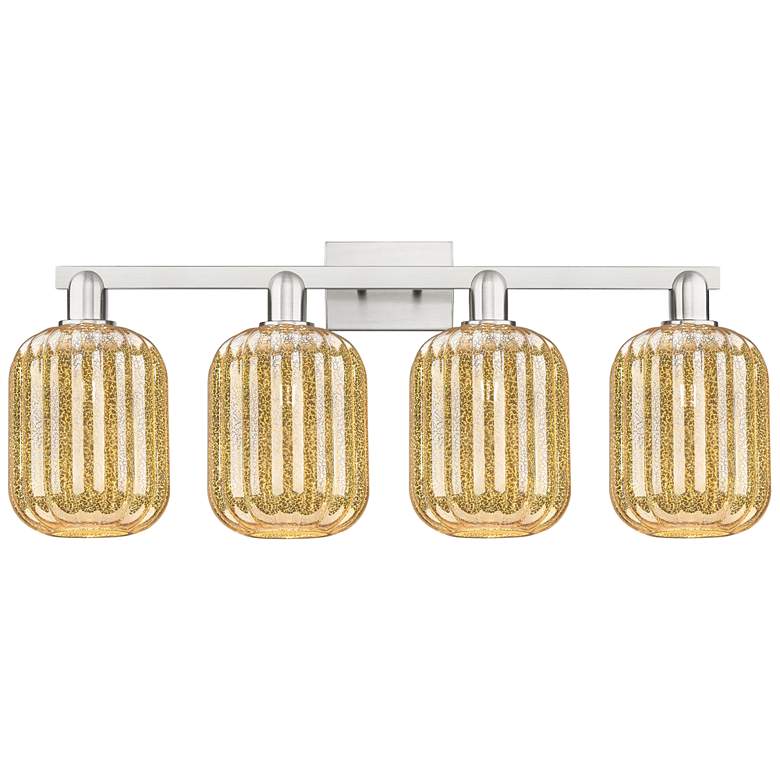 Image 1 Preston 36"W 4 Light Satin Nickel Bath Light w/ Mercury Jar Shade