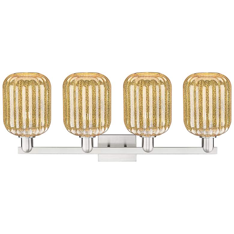 Image 2 Preston 36"W 4 Light Satin Nickel Bath Light w/ Mercury Jar Shade more views