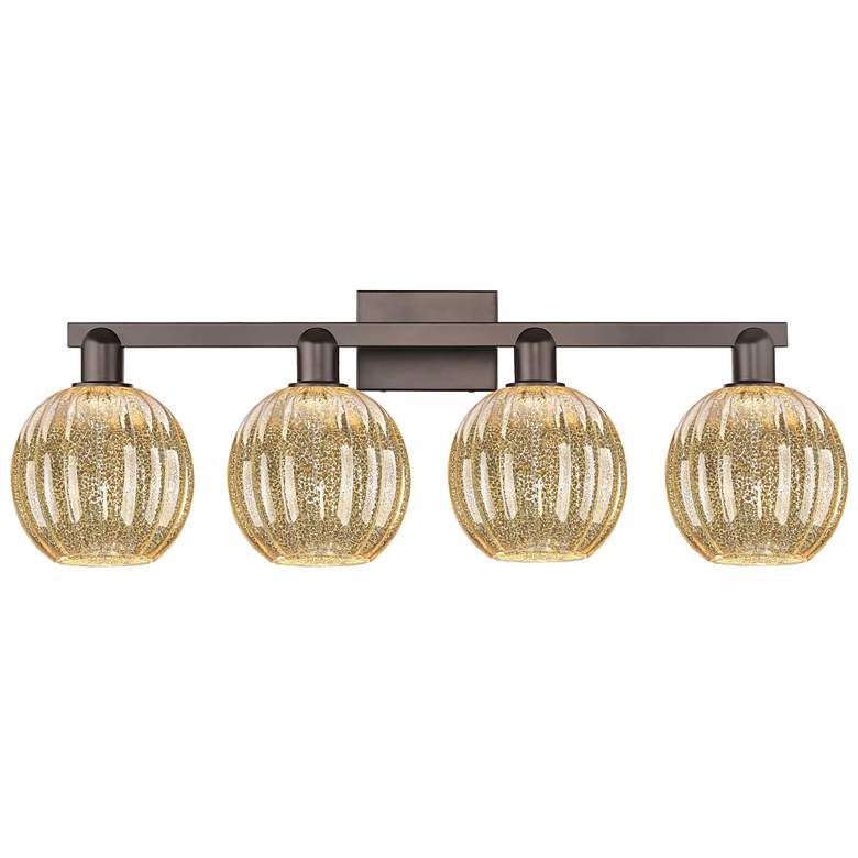Image 1 Preston 36"W 4-Lt Oil Rubbed Bronze Bath-Lt w/ Mercury Globe Shade