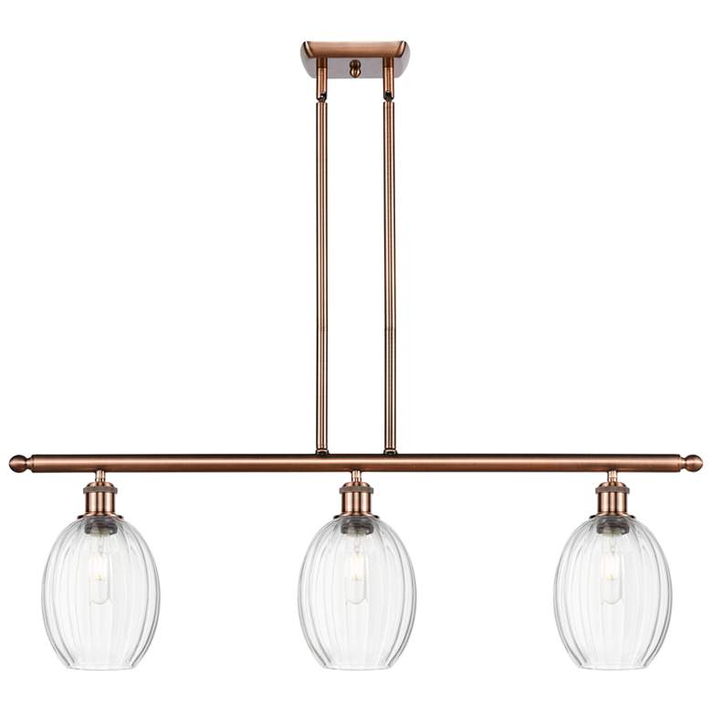 Image 1 Preston 36" Wide 3-Light Antique Copper Island Light with Clear Shade