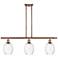 Preston 36" Wide 3-Light Antique Copper Island Light with Clear Shade